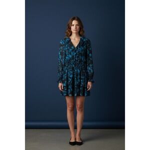 Parker Maisy Silk Blend Blue Floral Mini Dress size 2